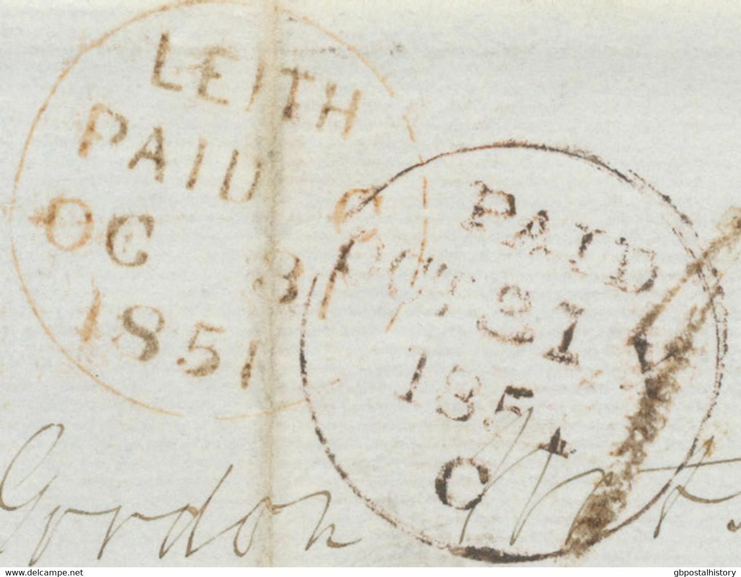 GB 1851, „LEITH / PAID“ Red CDS (POSTMARK-ERROR: Month "OC" Instead Of "OCT") - Storia Postale