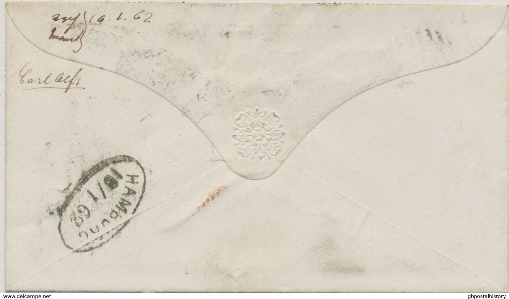 GB 1862 QV 1d Rose-red Stars Perf.14 (AK-AL, BK-BL, DJ-DK) 3 Pairs Cvr HAMBURG - Covers & Documents