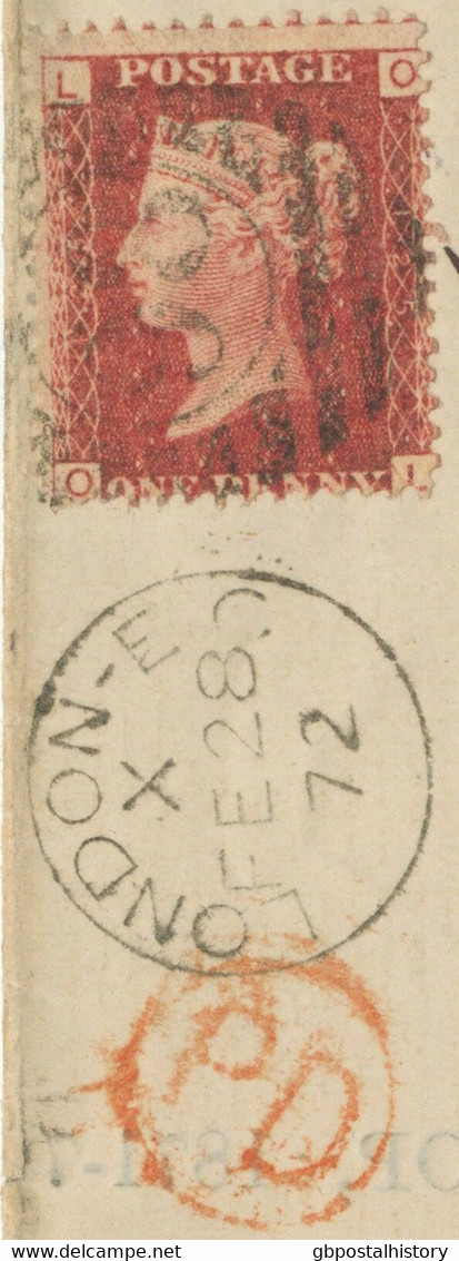 GB 1872 QV 1d Rose-red Pl.125 (OL) VFU Printed Matter LONDON-E.C / 98 FRANKFORT - Lettres & Documents