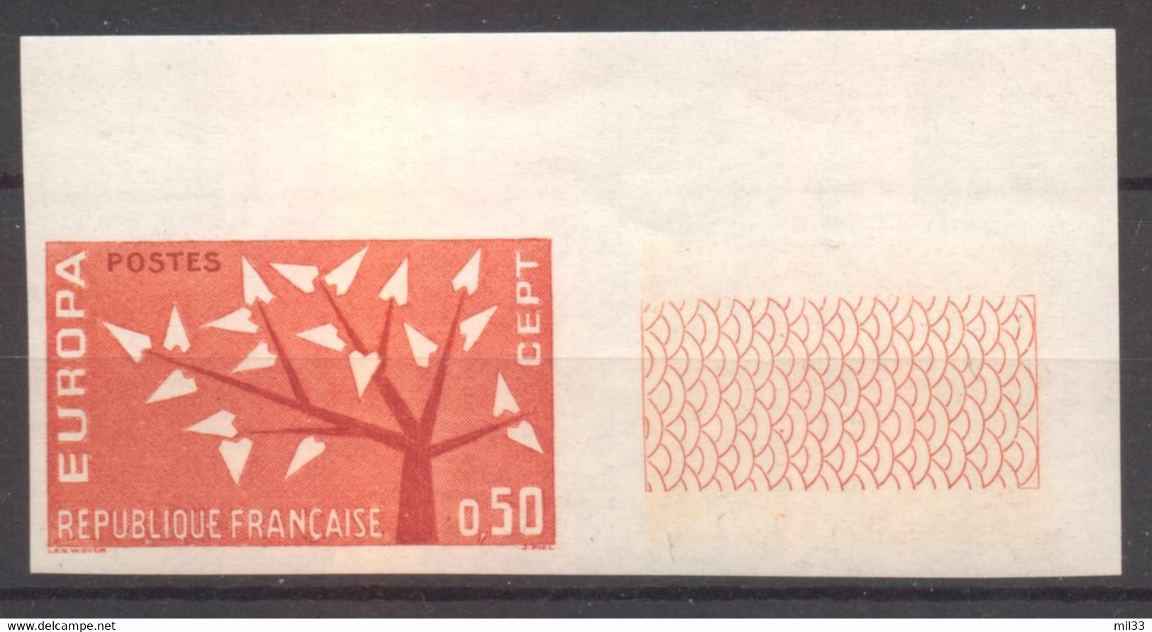 Superbe Coin De Feuille Europa YT 1359 De 1962 Sans Trace Charnière - Ohne Zuordnung