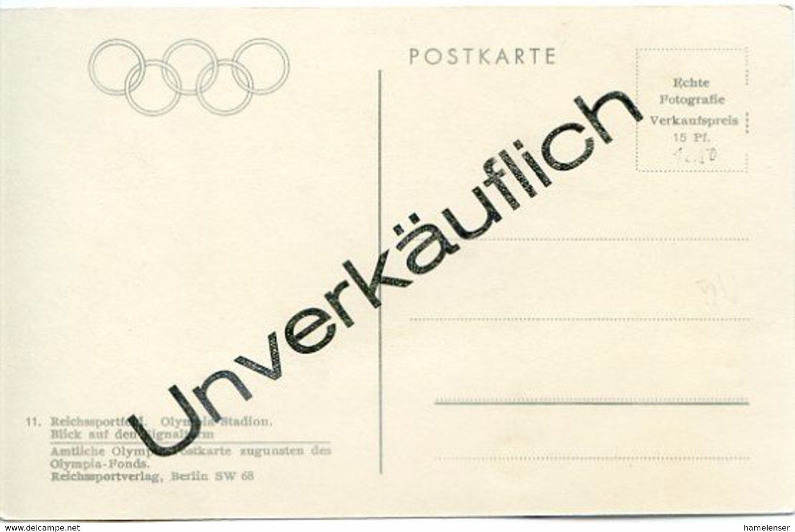 48583 - Deutsches Reich - 1936 - Ans.-Kte. Olympia-Stadion M. Aufdruck "unverkaeuflich" - Other & Unclassified