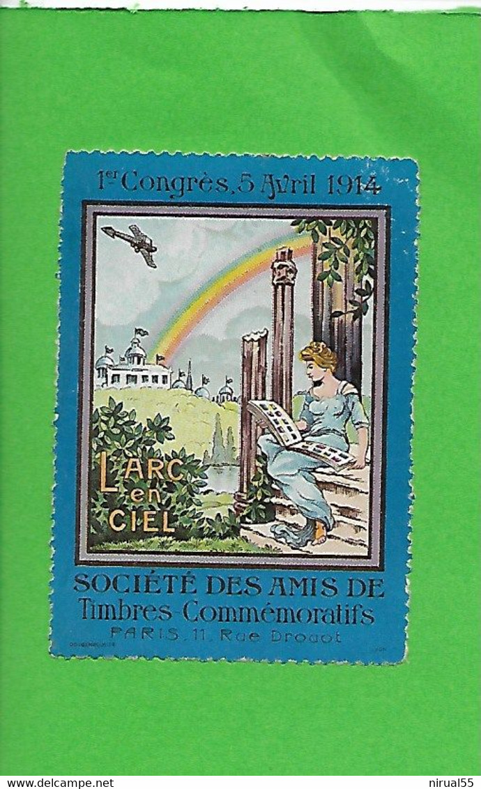 Erinnophilie Aviation 1er Congrès Avril 1914 Société Des Amis De Timbres Commémoratifs BLEUE     ...G - Luchtvaart