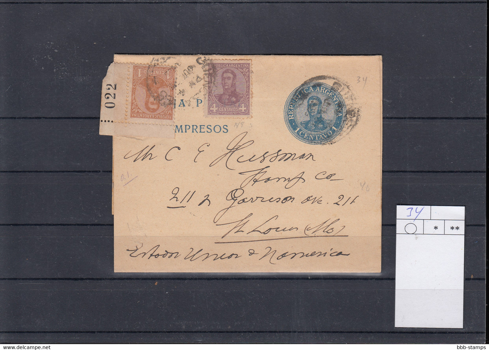 Argentinien Postal Stat H&G Wrapper 34 Used - Enteros Postales