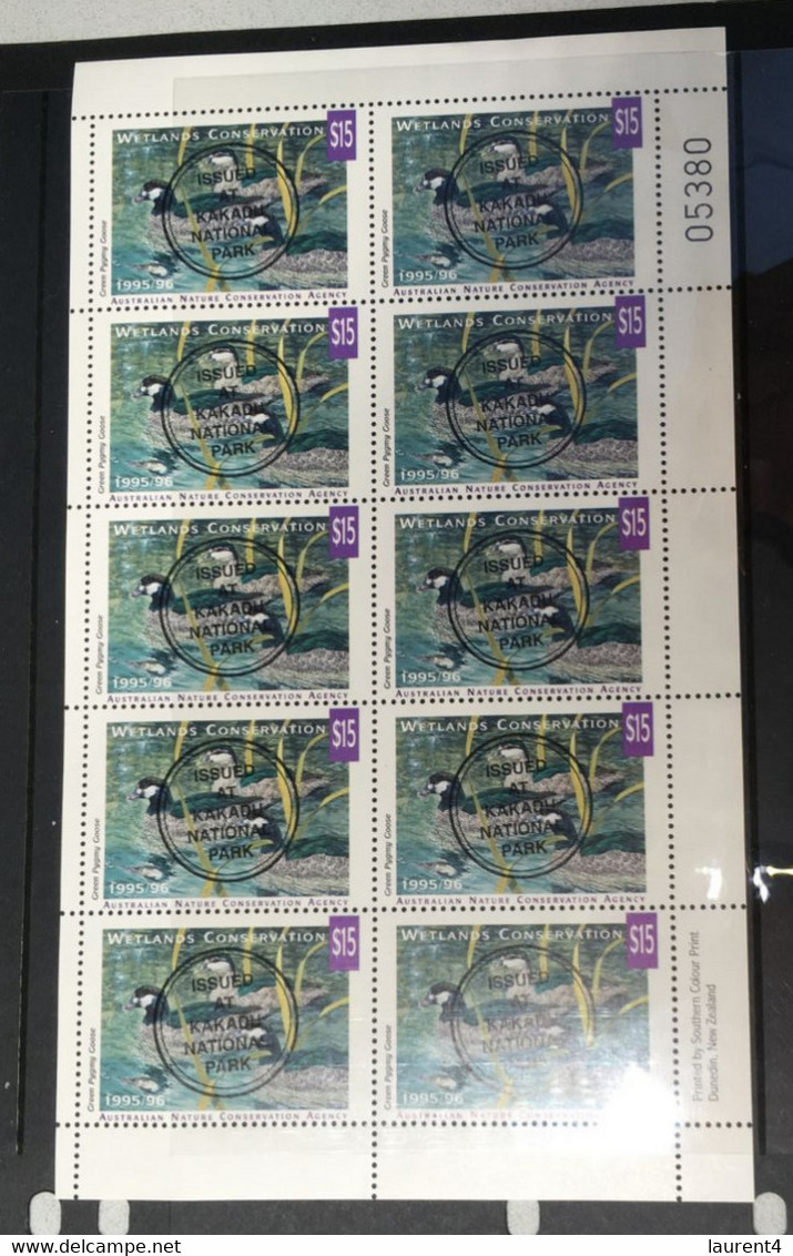 (stamps 10-3-2021) Australia - Wetland Conservation ($15.00 Goose Stamp Sheetlet Of 10 Stamps (value $ 150.00) - Cinderellas