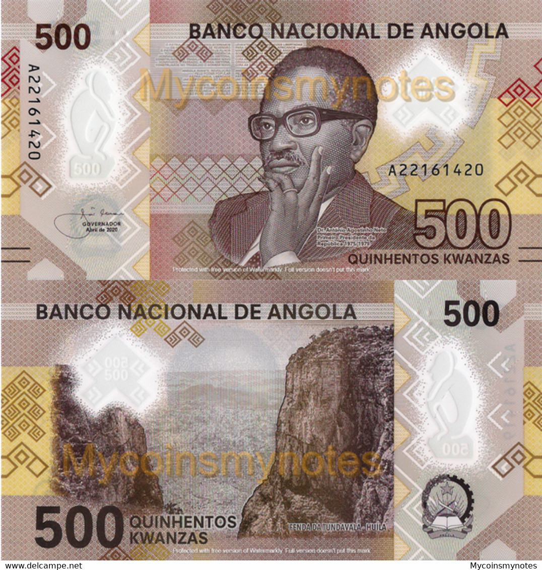 ANGOLA, 200, 500, 1000, 2000, Kwanzas Full Polymer Set , 2020 Prefix A, UNC - Angola