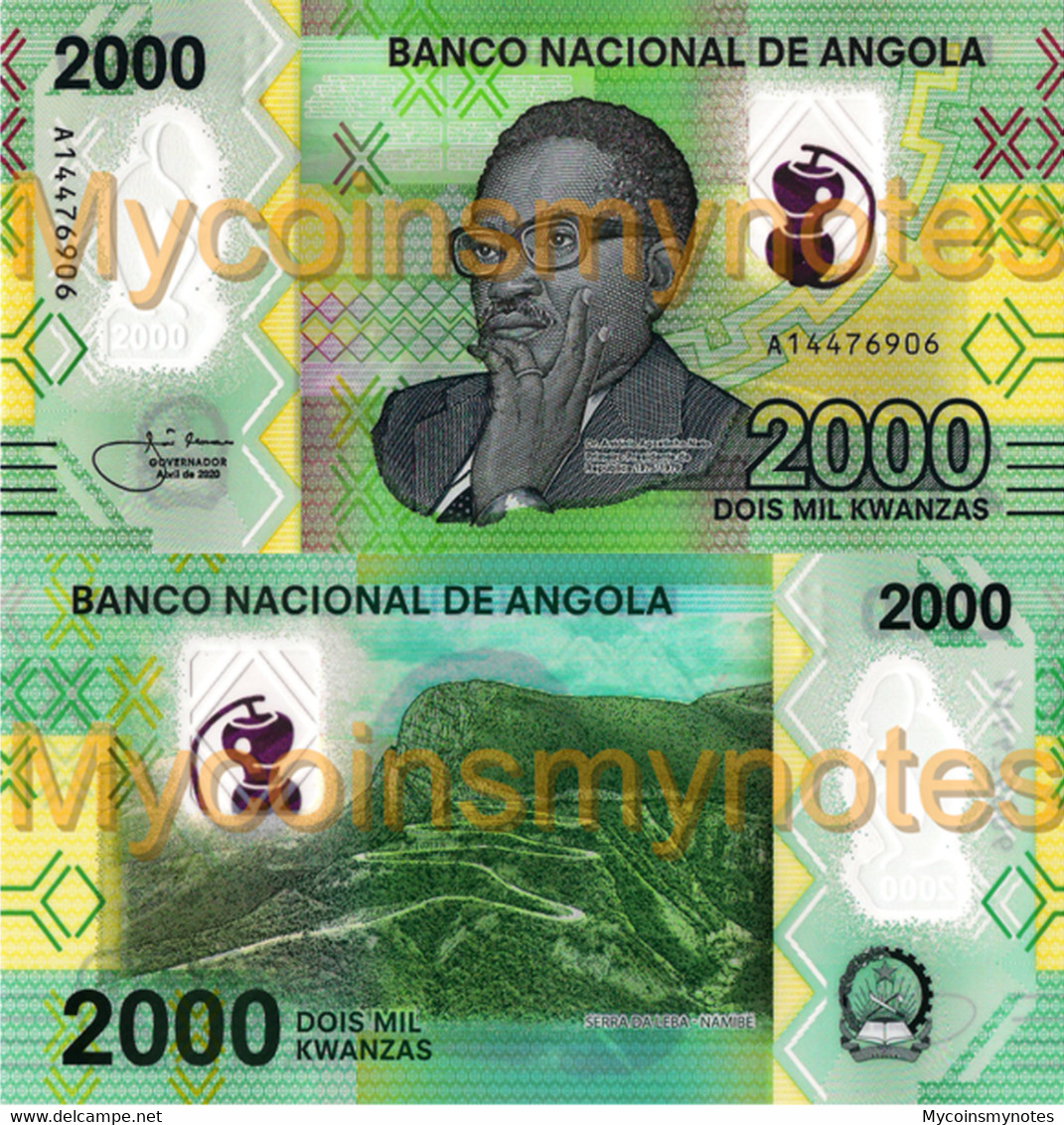 ANGOLA, 200, 500, 1000, 2000, Kwanzas Full Polymer Set , 2020 Prefix A, UNC - Angola