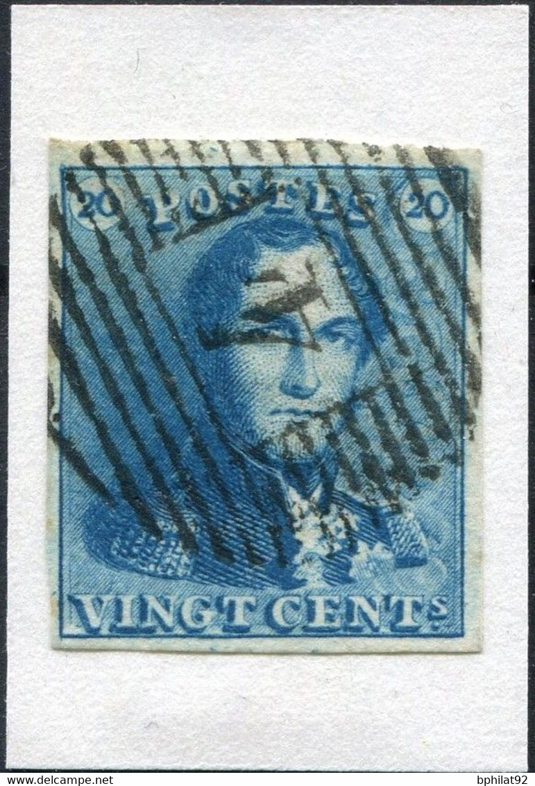 !!! BELGIQUE, N°2 BLEU CLAIR, PAPIER MINCE, OBLITERE - 1849 Epaulettes