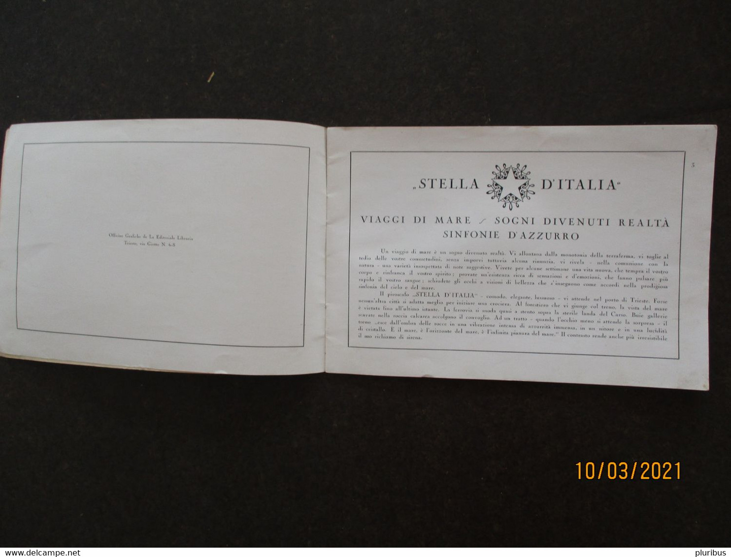 1926 ITALY STELLA D`ITALIA COSULICH L TRIESTE , SHIP SEA TOURISM BROCHURE , M - Tourisme, Voyages