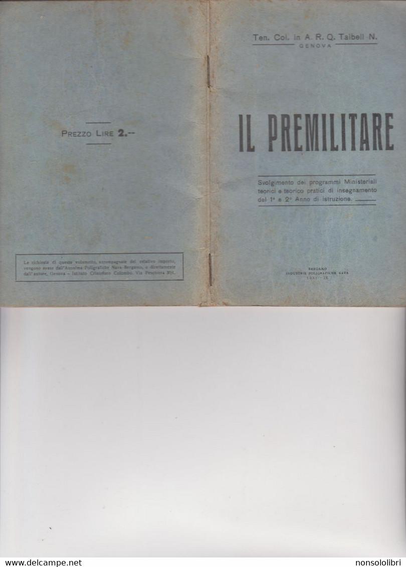 LIBRETTO  " IL  PREMILITARE . EDIZIONE DEL  1931 - Italienisch