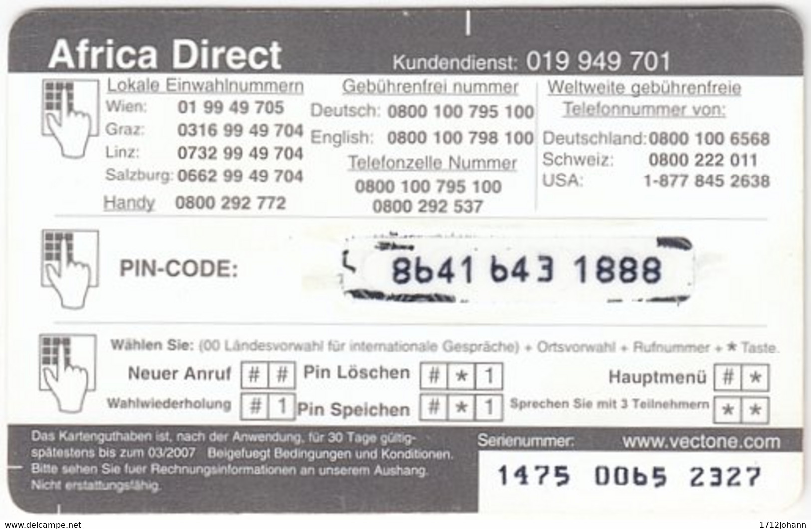 AUSTRIA H-055 Prepaid Vectone - Animal, Cat, Cheetah - Used - Austria