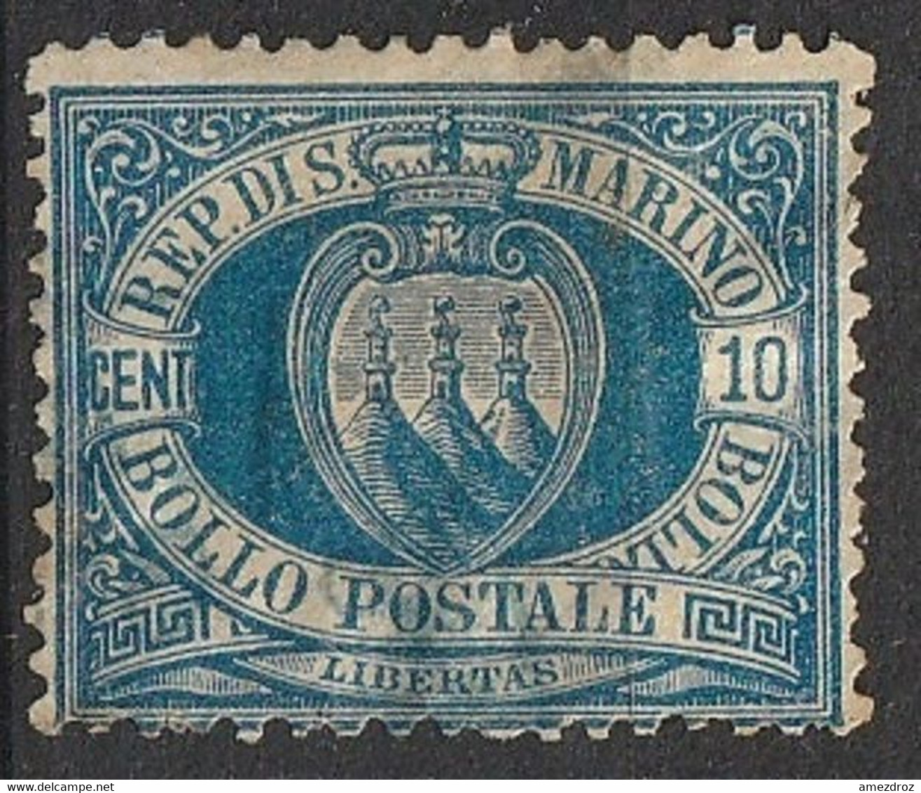 Saint Marin 1877 N° 2 O Libertas (H4) - Usados