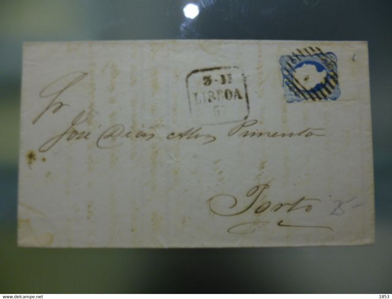 D.PEDRO V - L.DUPLAS - CUNHO II - DE LISBOA  AO PORTO - Lettres & Documents