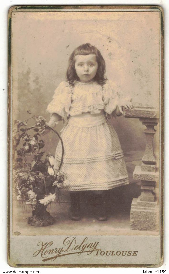 OCCITANIE VERITABLE PHOTO BROMURE PHOTOGRAPHE DELGAY TOULOUSE SUPPORT CARTONNE CDV ENFANT A IDENTIFIER A LOCALISER - Alte (vor 1900)