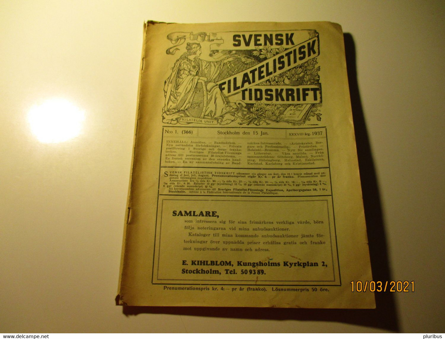 1937 SWEDEN SVENSK FILATELISTIK TIDSKRIFT , M - Lingue Scandinave