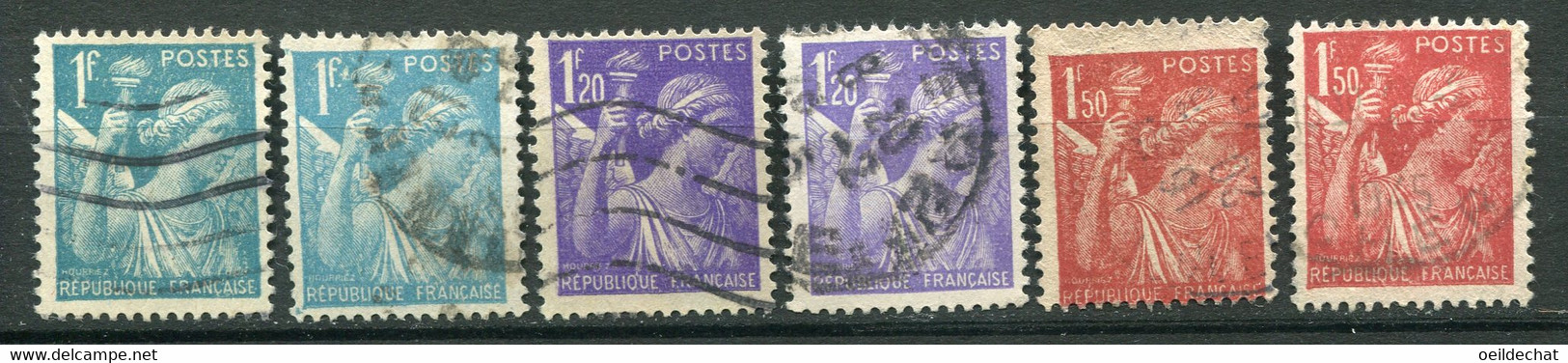 21066 FRANCE N°650/2° Type Iris : Nuances De Couleurs Et 652 Papier Grené  + Normal  1944  TB - Oblitérés