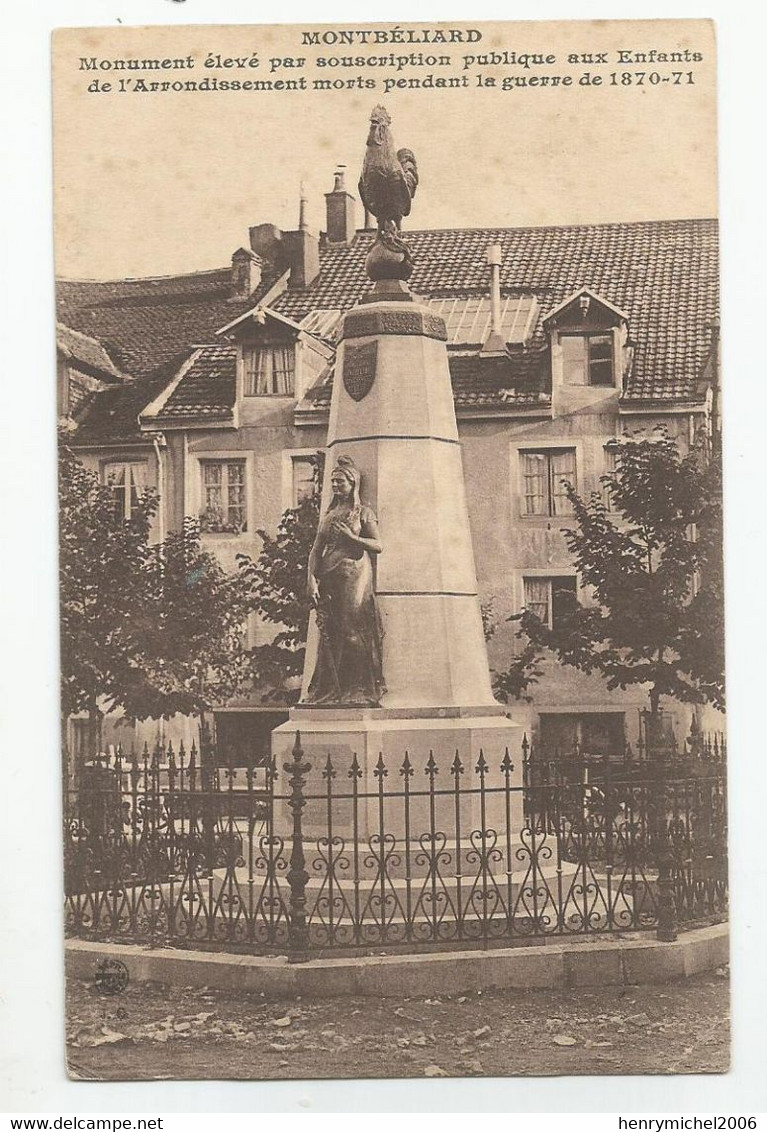 25 Doubs Montbéliard Monument élevé Par Souscription Publique De Guerre 1870 71 - Montbéliard
