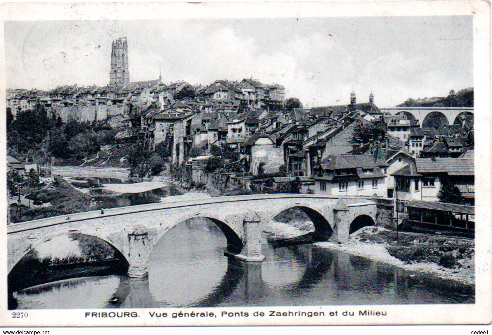 FRIBOURG  VUE GENERALE PONTS DE ZAEHRINGEN ET DU MILIEU - Fribourg