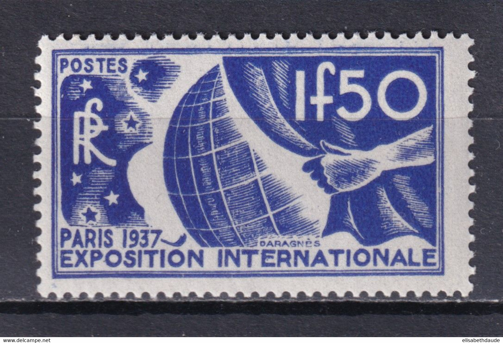 1936 - YVERT N°327 ** MNH - EXPO 1937 - COTE = 80 EUR. - Nuevos