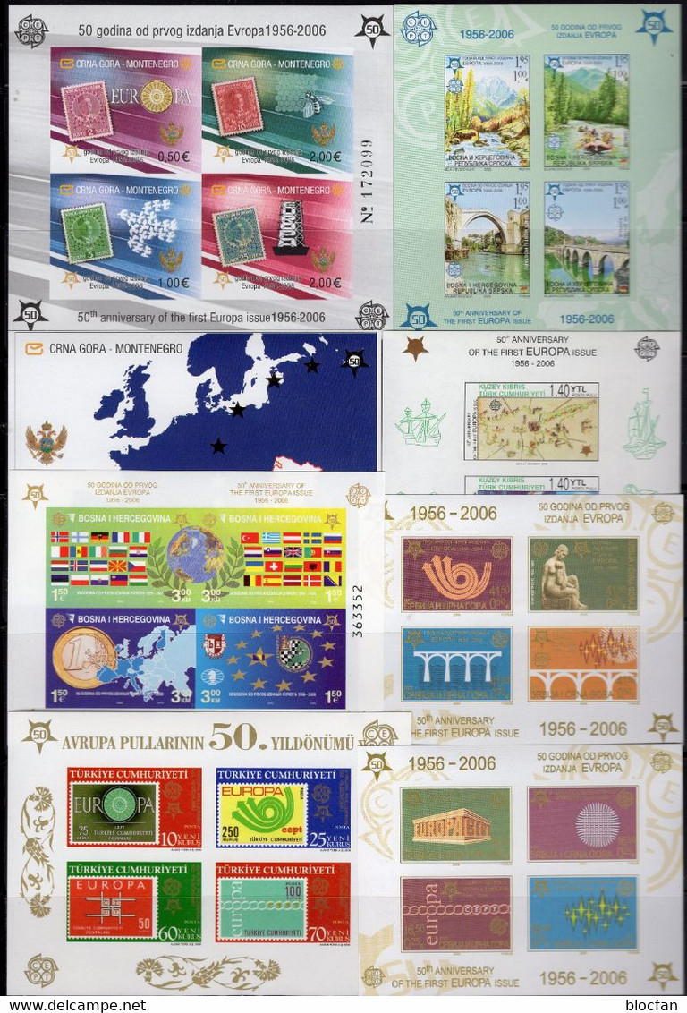 Imperf. 50 Jahre EUROPA 1956-2006 8 Blöcke ** 272€ Bloque Blocs M/s History Hoja Stamp On Stamps Sheets Bf 50 Years CEPT - Perfin