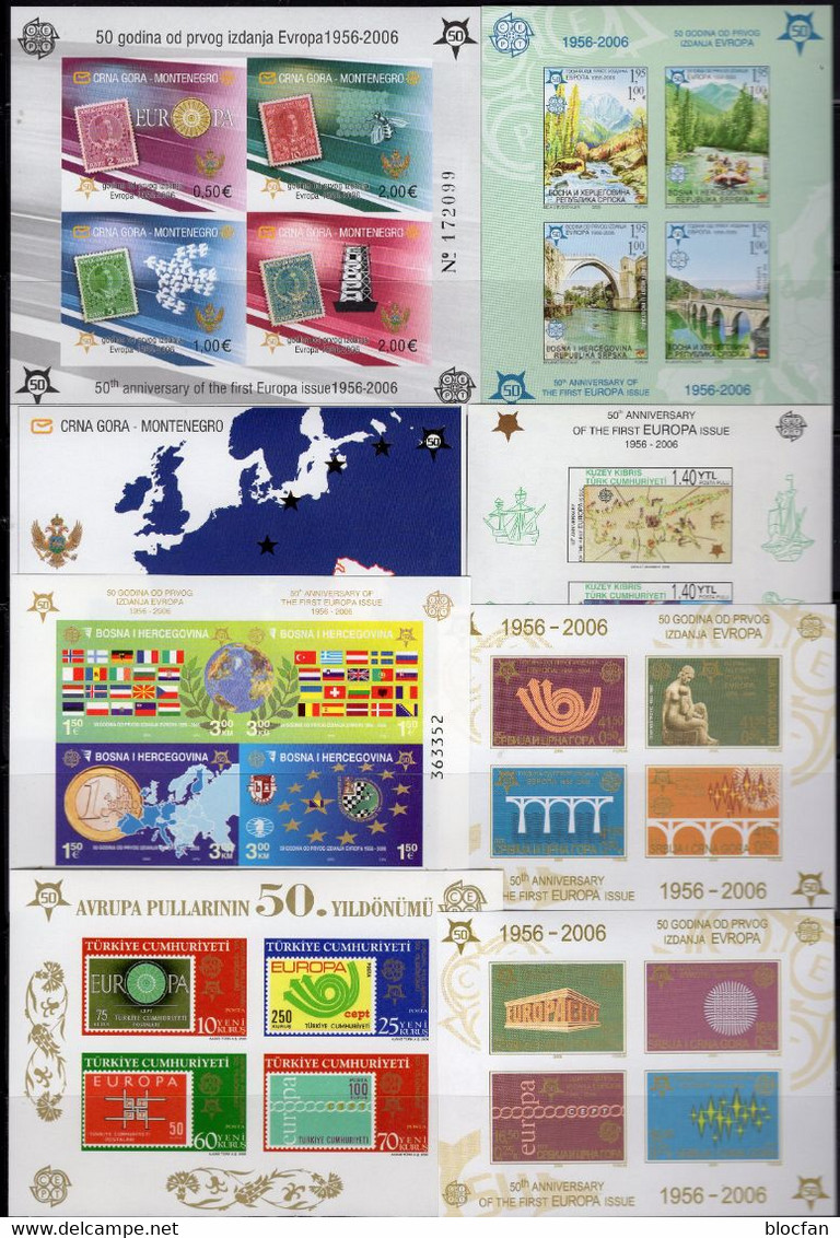 Imperf. 50 Jahre EUROPA 1956-2006 8 Blöcke ** 272€ Bloque Blocs M/s History Hoja Stamp On Stamps Sheets Bf 50 Years CEPT - Perfins