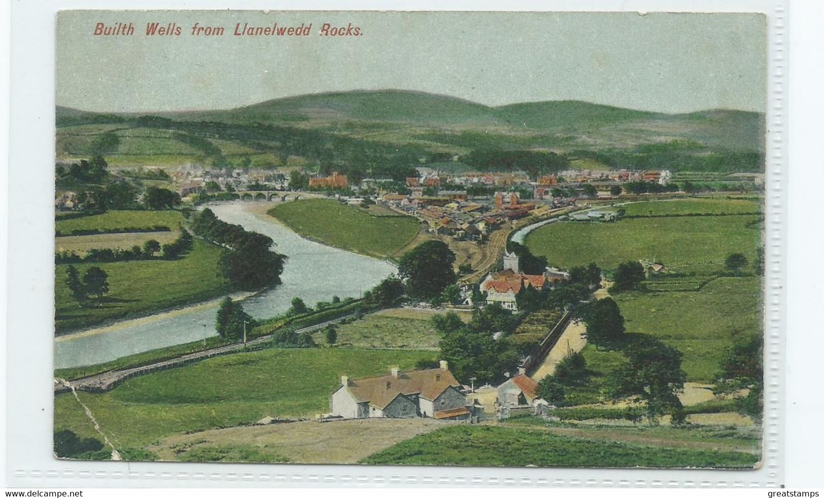Wales Postcard Bluith Wells From Llanelwedd Rocks 1905 Used Creased - Breconshire