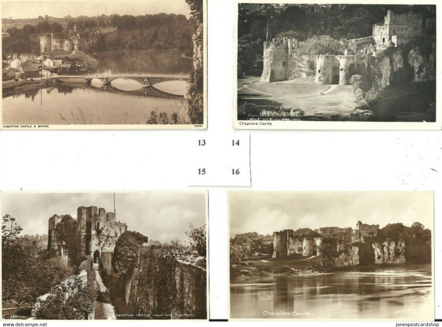 FOUR POSTCARDS - CHEPSTOW CASTLE - PRINTED AND REAL PHOTO - Montgomeryshire