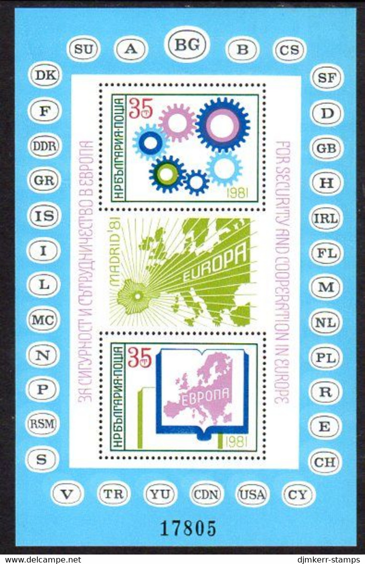 BULGARIA 1981 European Security Conference Block MNH / **.  Michel Block 117 - Neufs