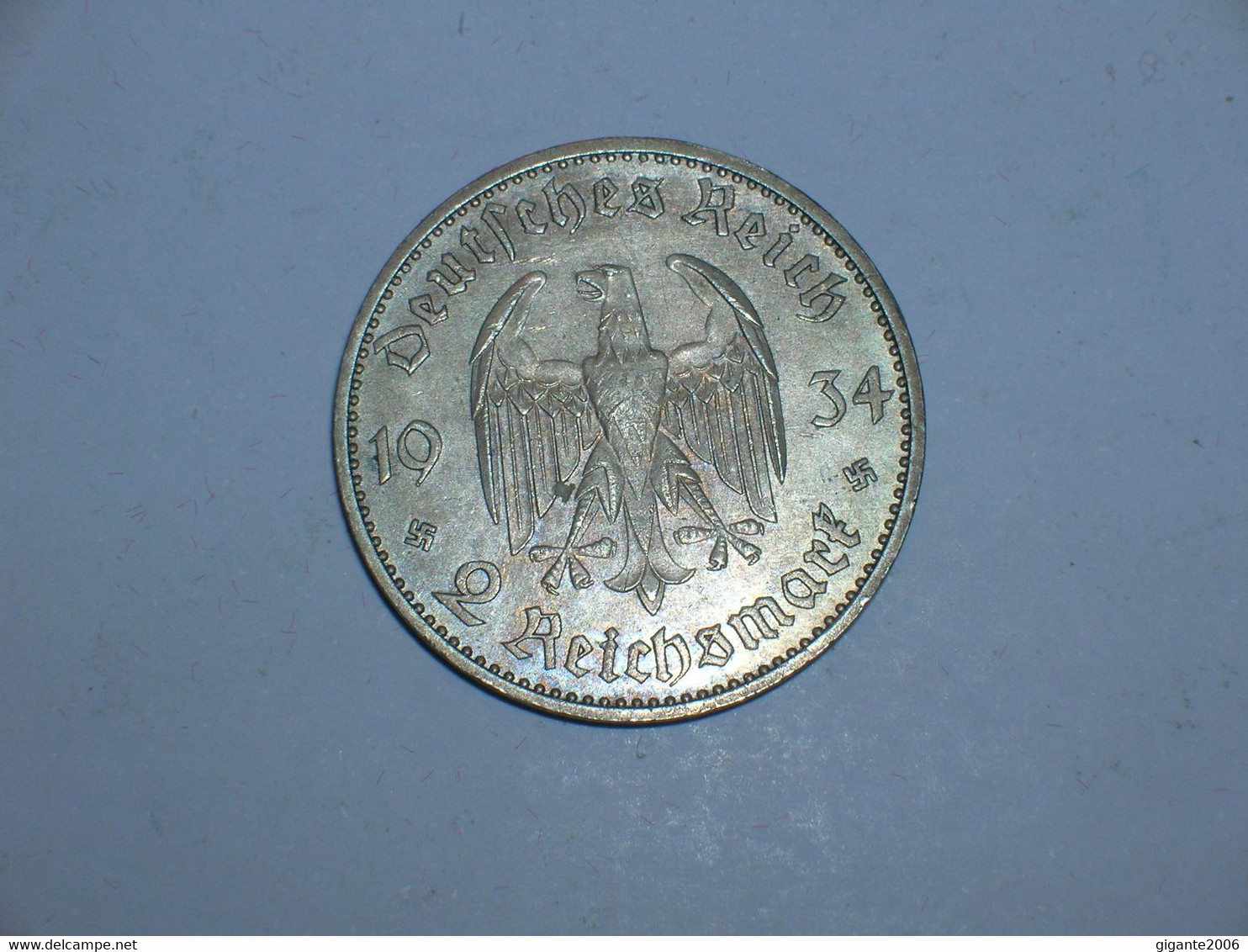 ALEMANIA 2 MARCOS PLATA 1934 A (Iglesia) (4927) - 2 Reichsmark