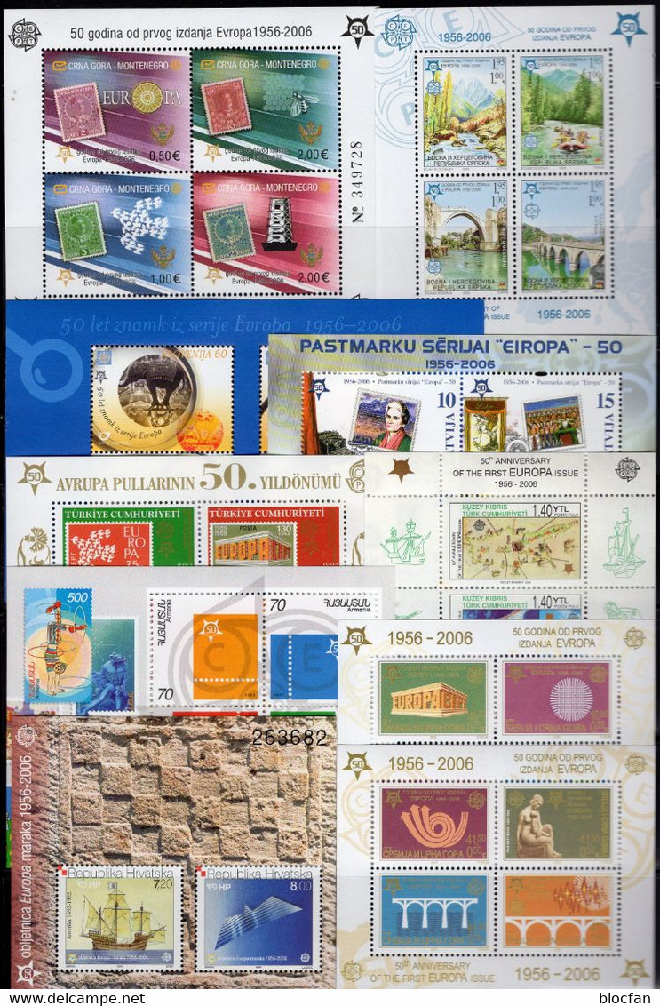 Perf. 50 Jahre EUROPA 1956-2006 10 Blöcke ** 120€ Bloque Blocs M/s History Hoja Stamp On Stamps Sheets Bf 50 Years CEPT - Perfins
