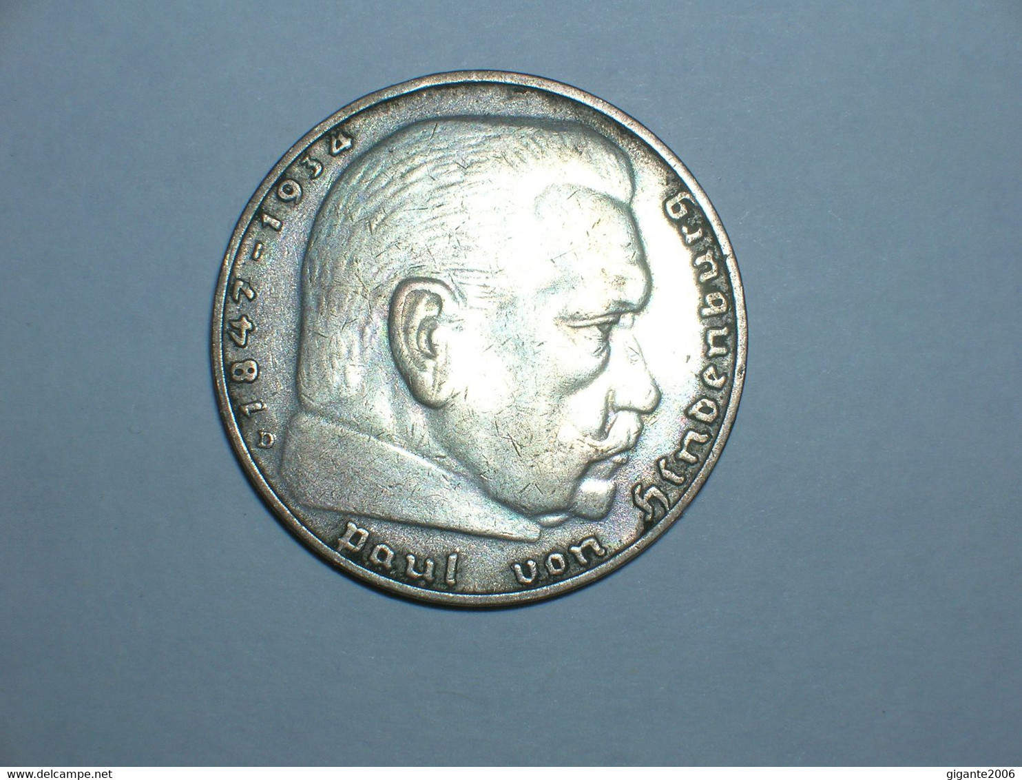 ALEMANIA 2 MARCOS PLATA 1937 D (Hindenburg) (3266) - 2 Reichsmark