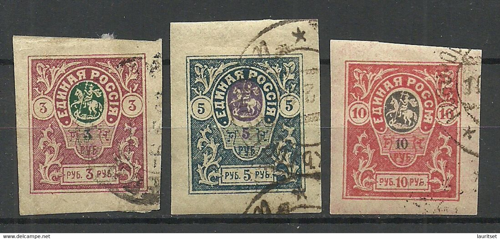 RUSSLAND RUSSIA Civil War Denikin Army 1919 Michel 8 - 9 B & 11 B O - Armee Südrussland