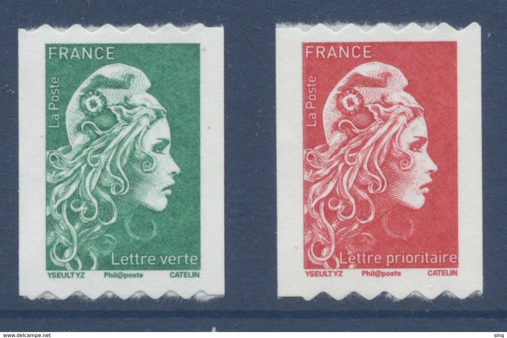 N° 1601 & 1602 Marianne D'Yz Adhésif Roulette Année 2018 Faciale LV+LP - Other & Unclassified
