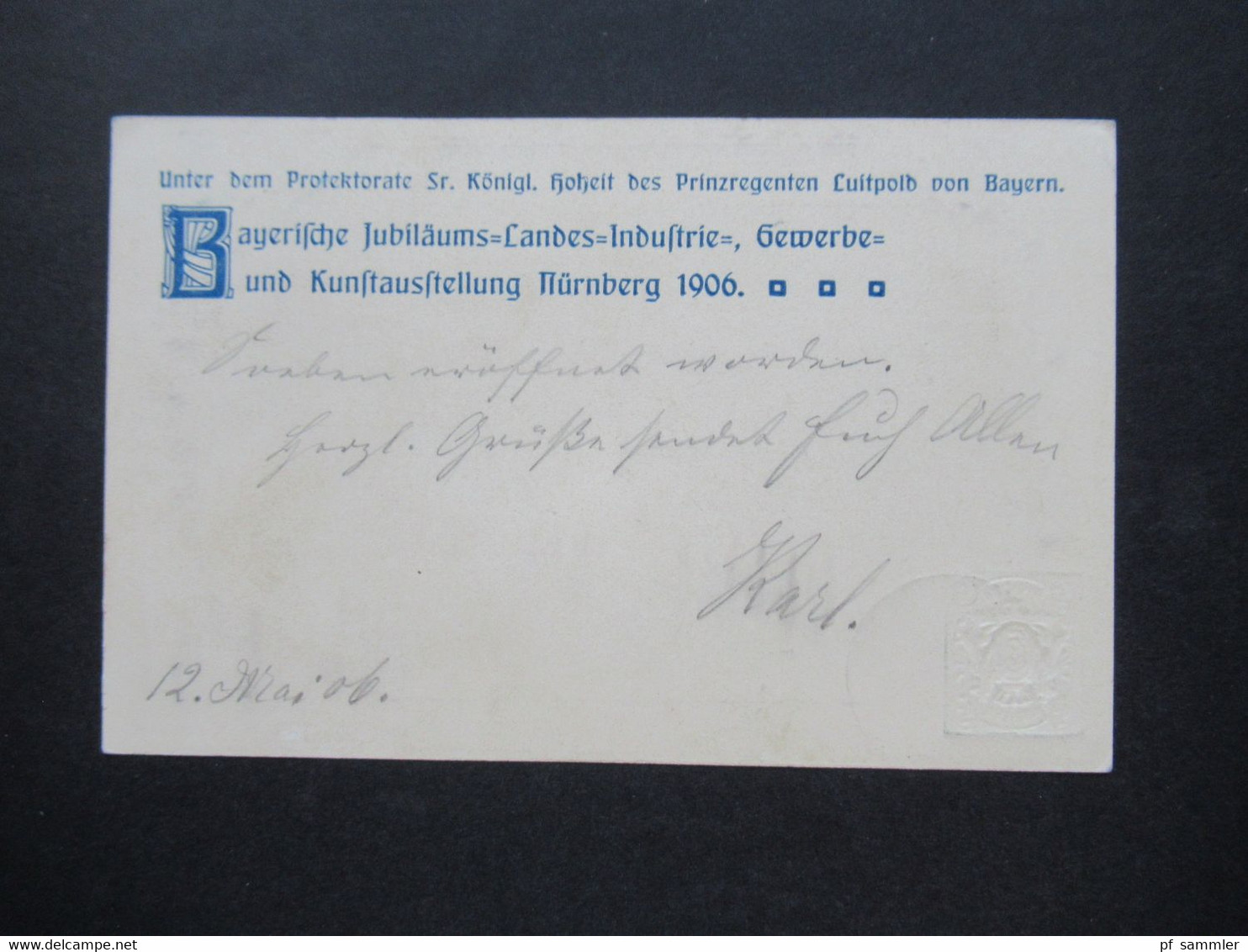 AD Bayern Sonder GA / Privat GA Nürnberg 1906 Jubiläums Landes Ausstellung Stempel Nürnberg Ausstellung Nach München - Postal  Stationery