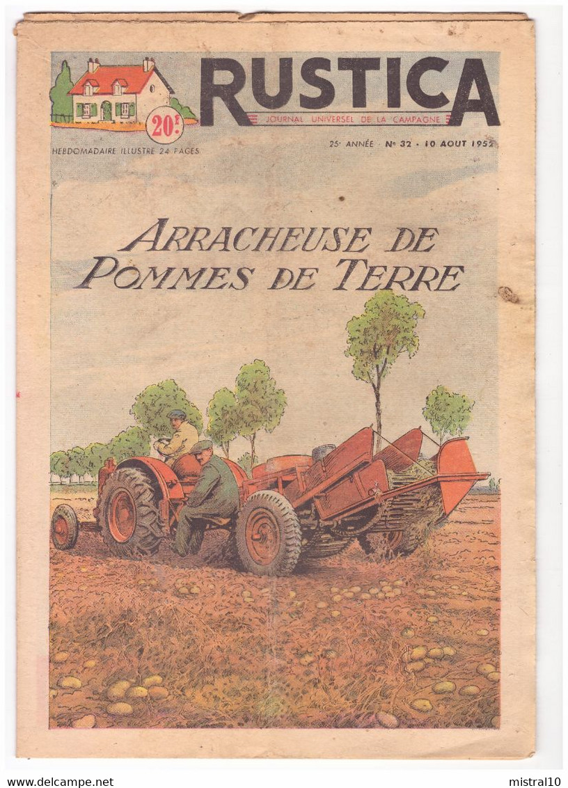 RUSTICA. 1952. N°32. Arracheuse De Pommes De Terre - Garten