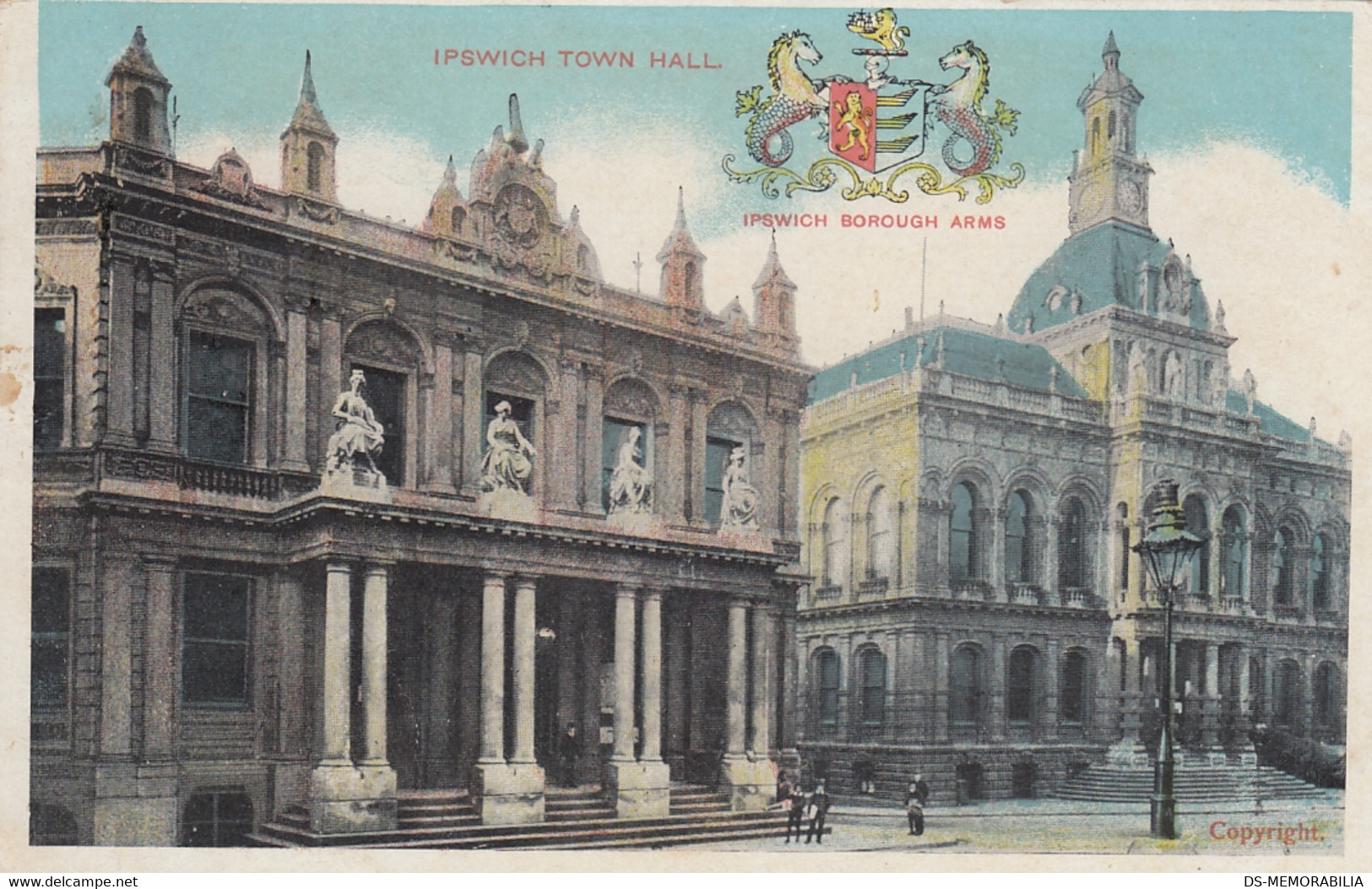Ipswich - Town Hall , Borough Arms 1906 - Ipswich