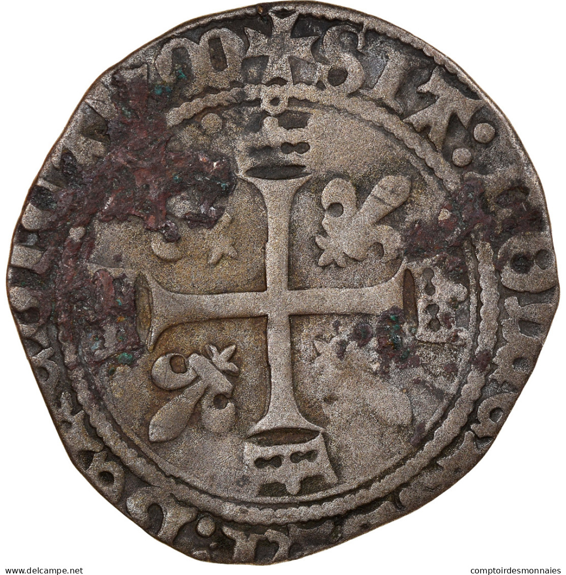 Monnaie, France, Charles VIII, Dizain Karolus, Châlons-en-Champagne, TB+ - 1483-1498 Carlo VIII