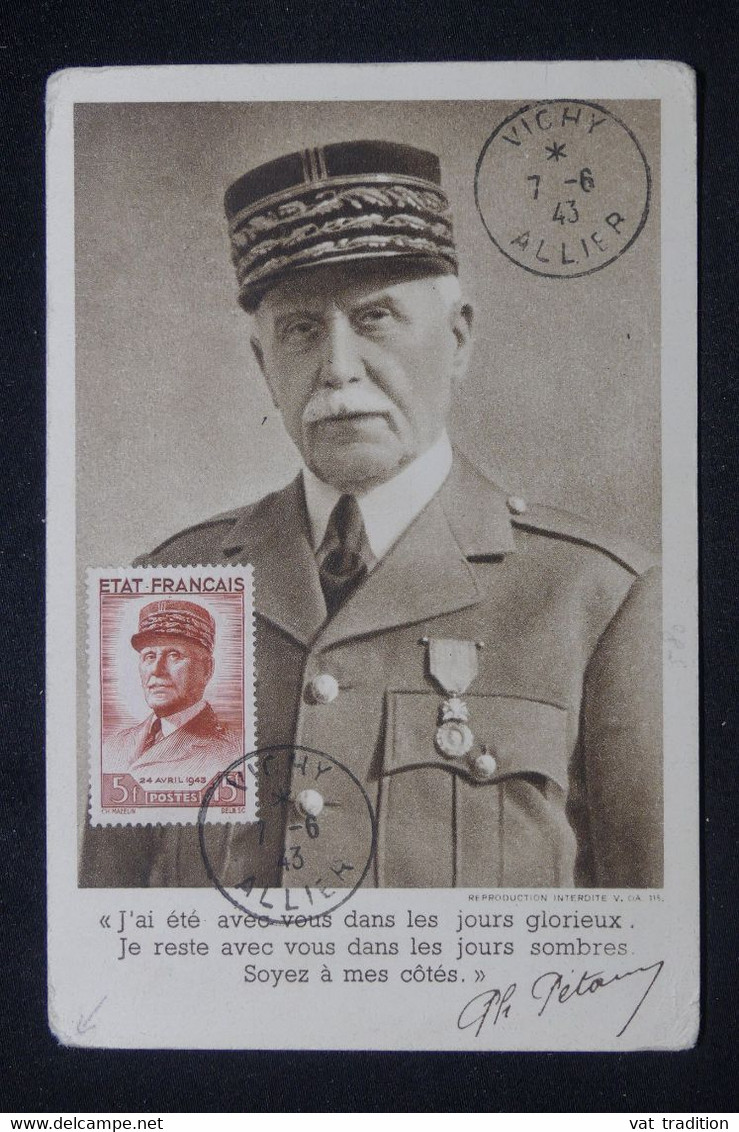 FRANCE - Carte Maximum En 1943 - Maréchal Pétain - L 91350 - 1940-1949