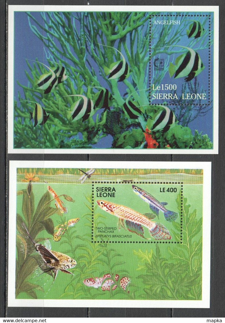 G818 SIERRA LEONE FISH & MARINE LIFE FAUNA TWO-STRIPED PANCHAX ANGELFISH SINGAPORE 2BL MNH - Vie Marine