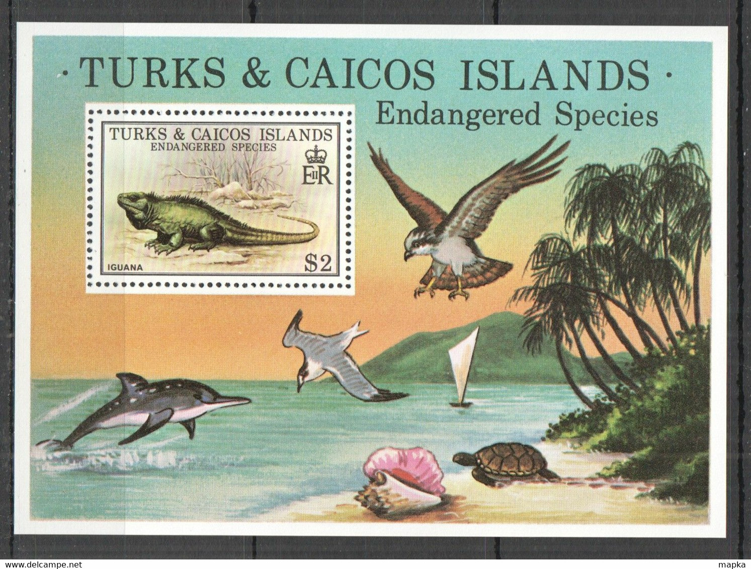 RR686 1979 TURKS & CAICOS IS. ENDANGERED SPECIES BIRDS MARINE LIFE MICHEL BL14 1BL MNH - Autres & Non Classés