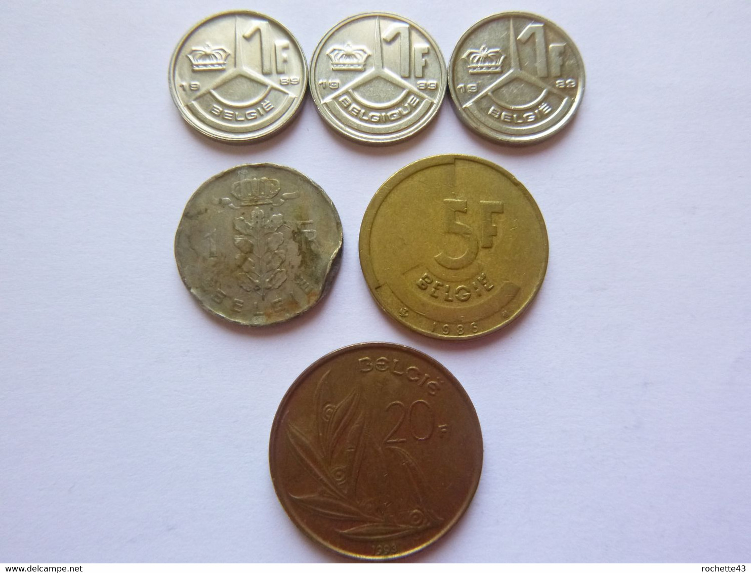 Lot De 6 - Belgique Belgie - 1 Franc 1989 (x3) - 1 Franc 1952 - 5 Francs 1986 - 20 Francs 1993 - Pièce Monnaie Coin - Non Classificati
