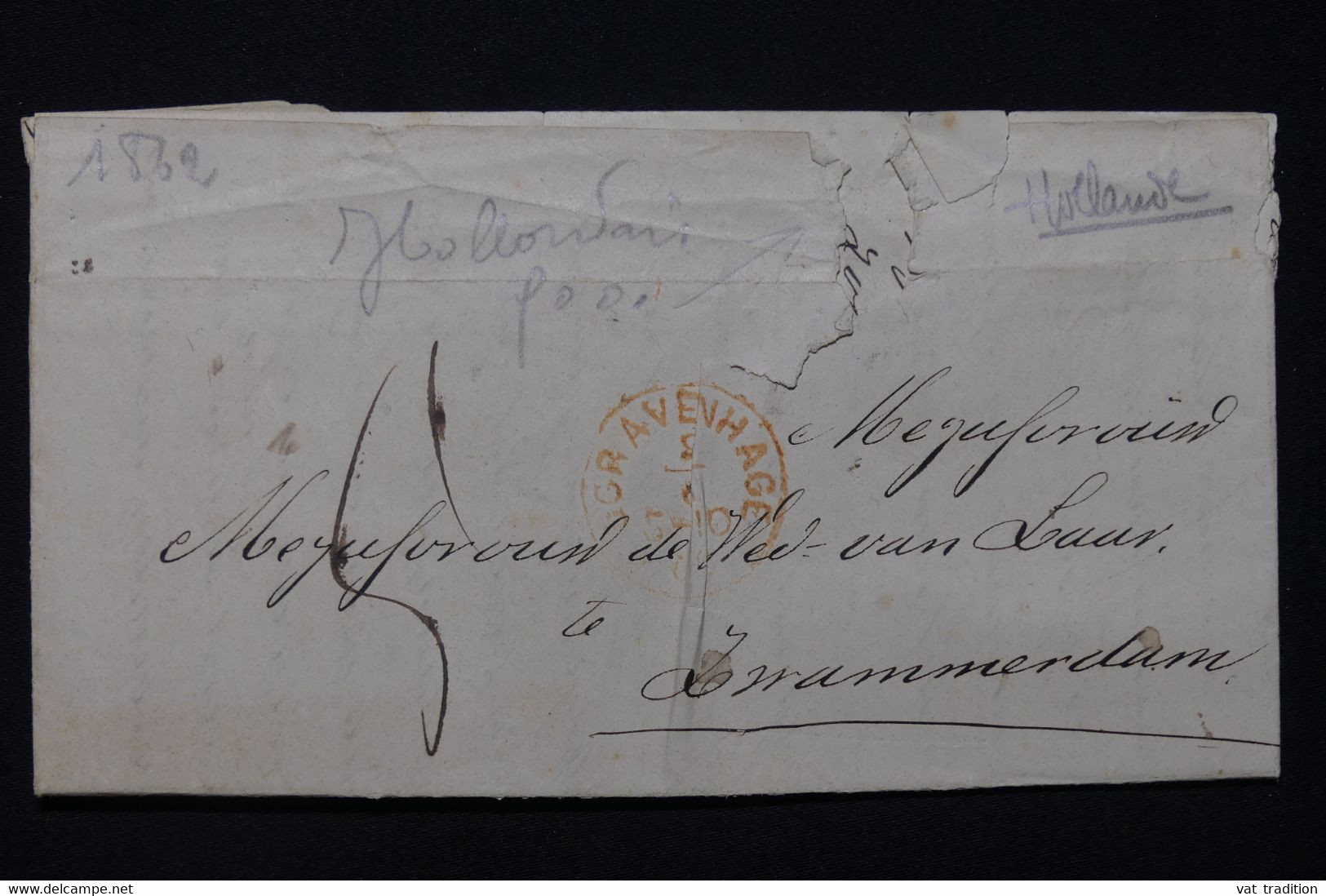 PAYS BAS - Lettre De Gravenhage En 1862, Cachet Rouge De Alphen Au Verso - L 91372 - Andere & Zonder Classificatie