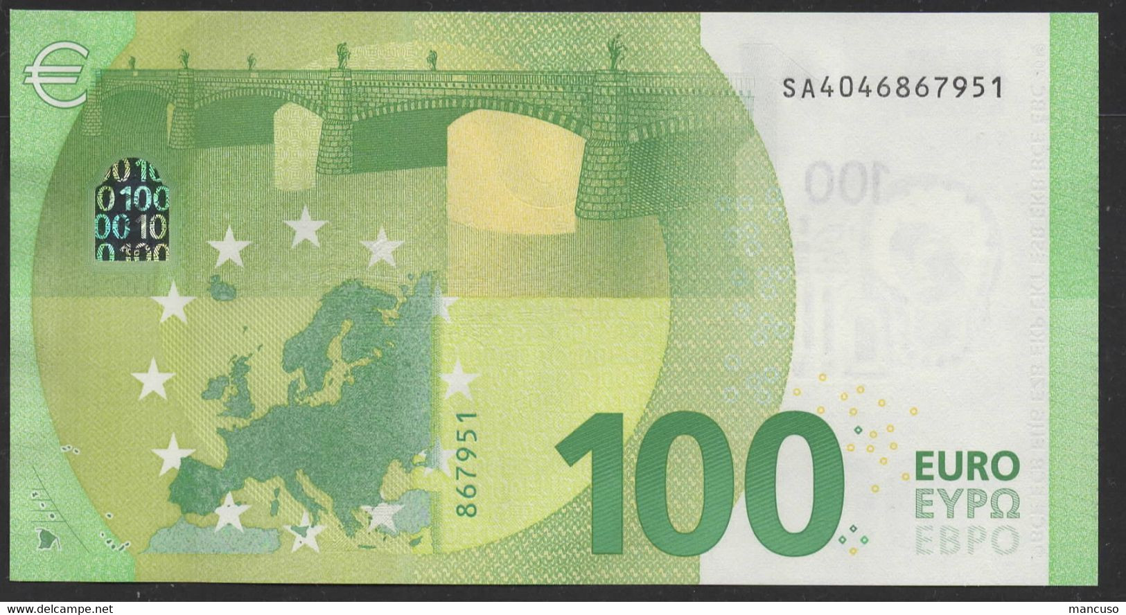 100 EURO ITALIA SA S009  "04" - DRAGHI  UNC - 100 Euro