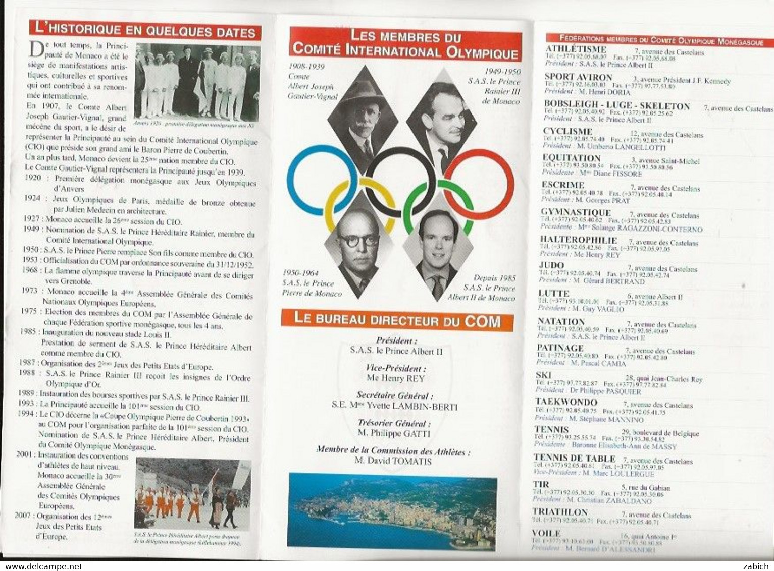 MONACO PROGRAMME COMITE OLYMPIQUE MONEGASQUE - Programme