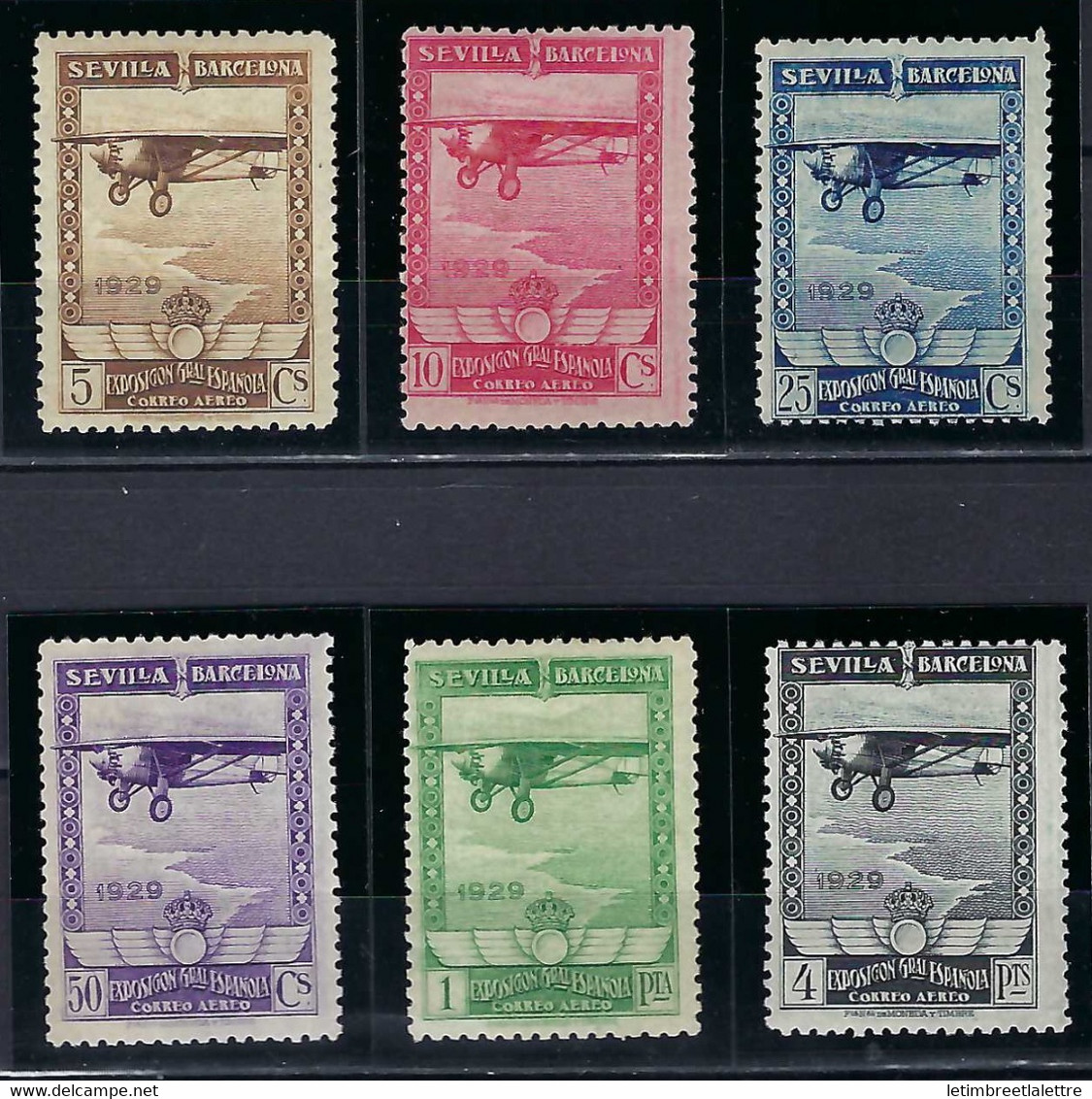 ⭐ Espagne - Poste Aérienne - YT N° 31 à 36 * - Neuf Avec Charnière - 1929 ⭐ - Unused Stamps
