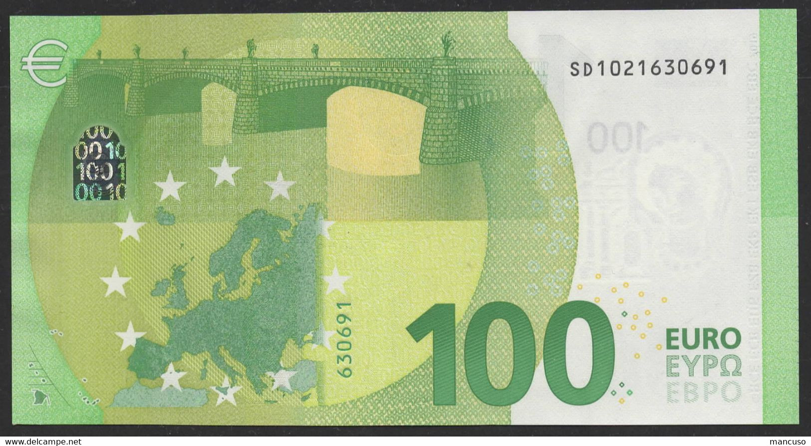 100 EURO ITALIA SD S003  "02" - DRAGHI  UNC - 100 Euro