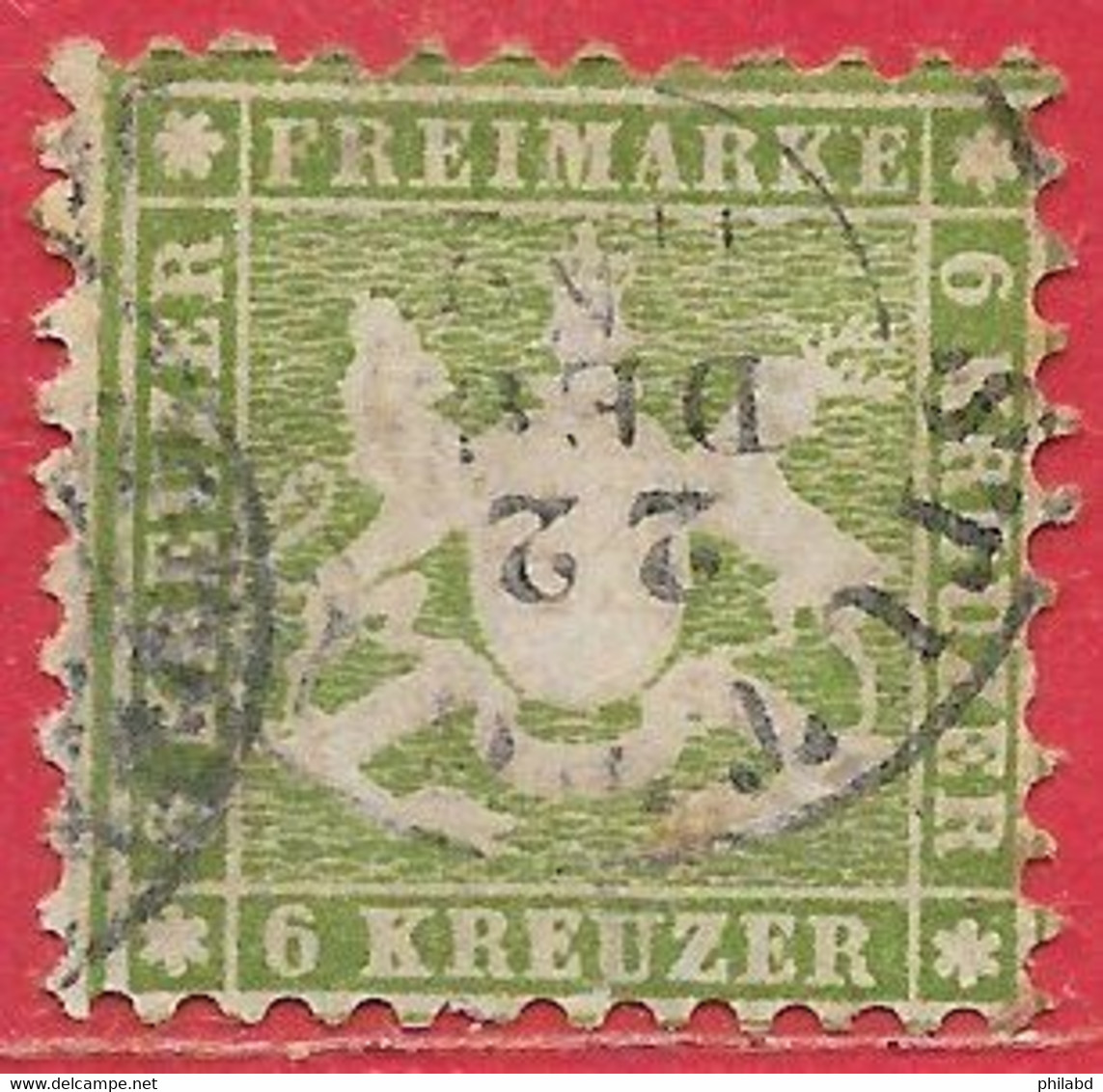 Wurtemberg N°23 6k Vert 1862 (STUTTGART 22 DEC 62) O - Sonstige & Ohne Zuordnung