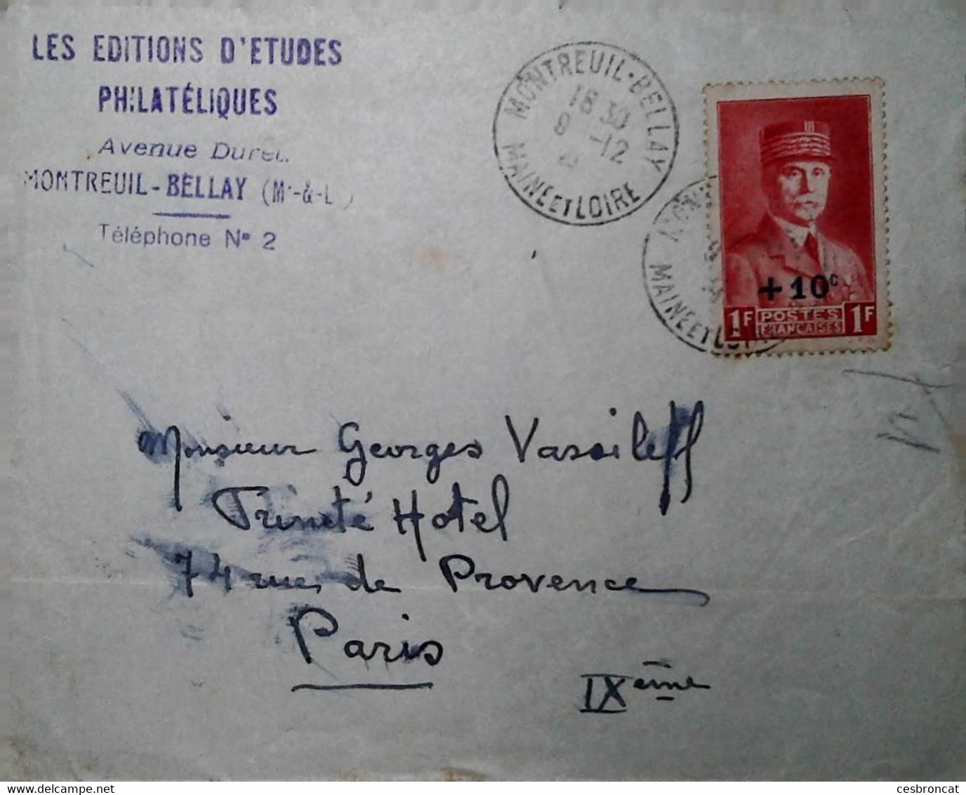 G5 1939 /1945 Carte /entier/lettre Montreuil Bellay - 1921-1960: Période Moderne