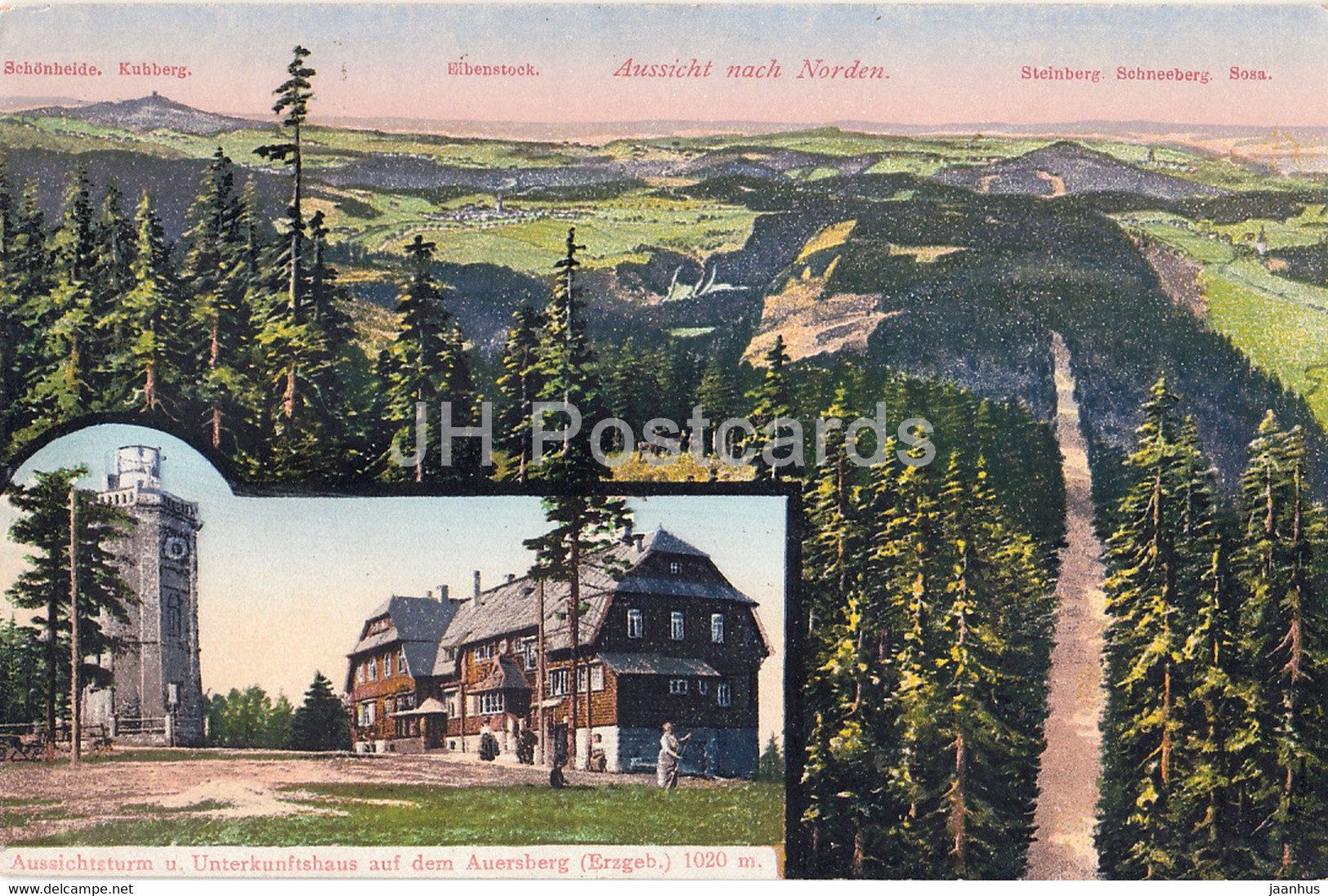 Aussichtsturm U Unterkunftshaus Auf Dem Auersberg - Erzgeb 1020 M - 2417 - Old Postcard - Germany - Unused - Eibenstock