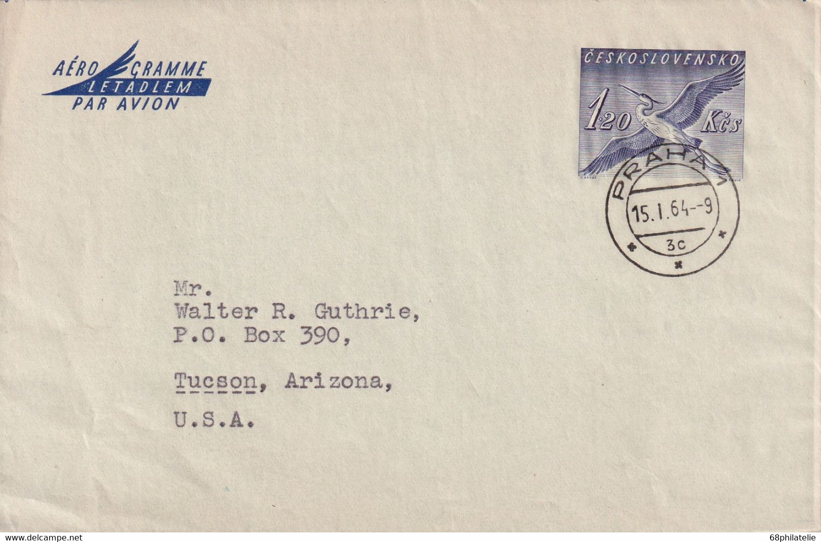 TCHECOSLOVAQUIE 1964   ENTIER POSTAL/GANZSACHE/POSTAL STATIONARY  AEROGRAMME DE  PRAHA - Aerogramme