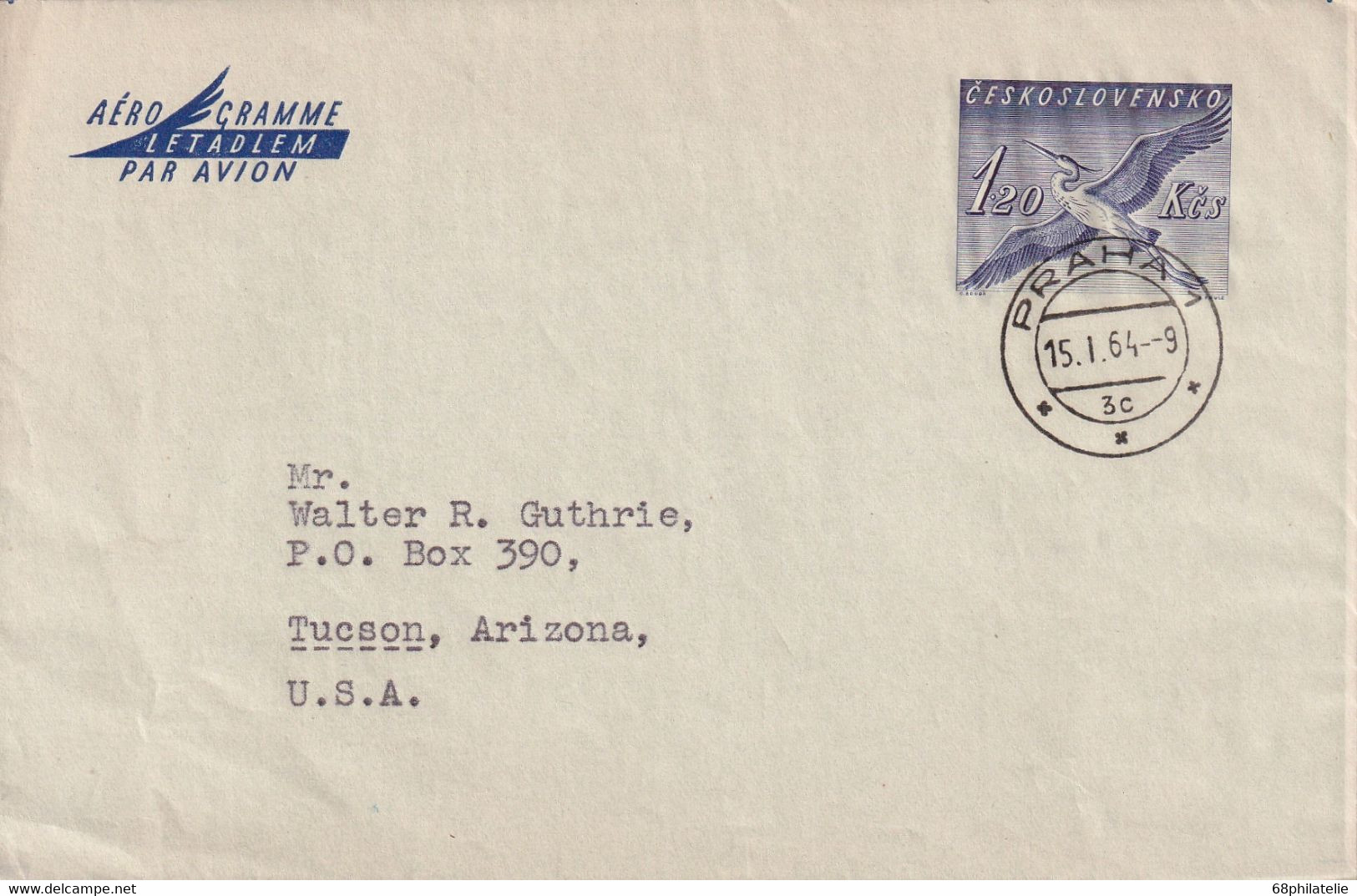 TCHECOSLOVAQUIE 1964   ENTIER POSTAL/GANZSACHE/POSTAL STATIONARY  AEROGRAMME DE  PRAHA - Aerograms